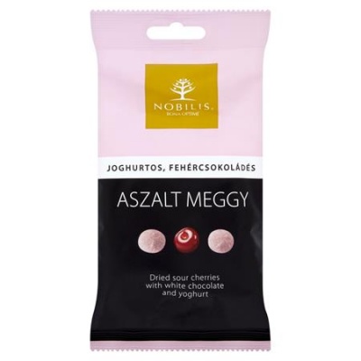 Aszalt meggydrazsé, 100 g, NOBILIS, joghurtos-fehércsokoládés