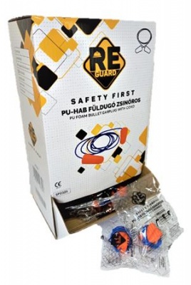 Füldugó, zsinóros, PU hab, 100 pár, narancssárga