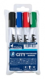 Táblamarker készlet, 1-3 mm, kúpos, VICTORIA VISUAL "City", 4 különböző szín